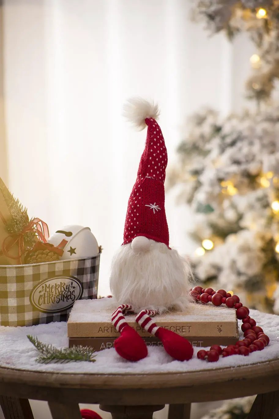 Christmas Gnomes Decorations, Christmas Table Home Ornaments For Holiday Party Gifts (Set of 2) - White / Red by HouseOfZazla