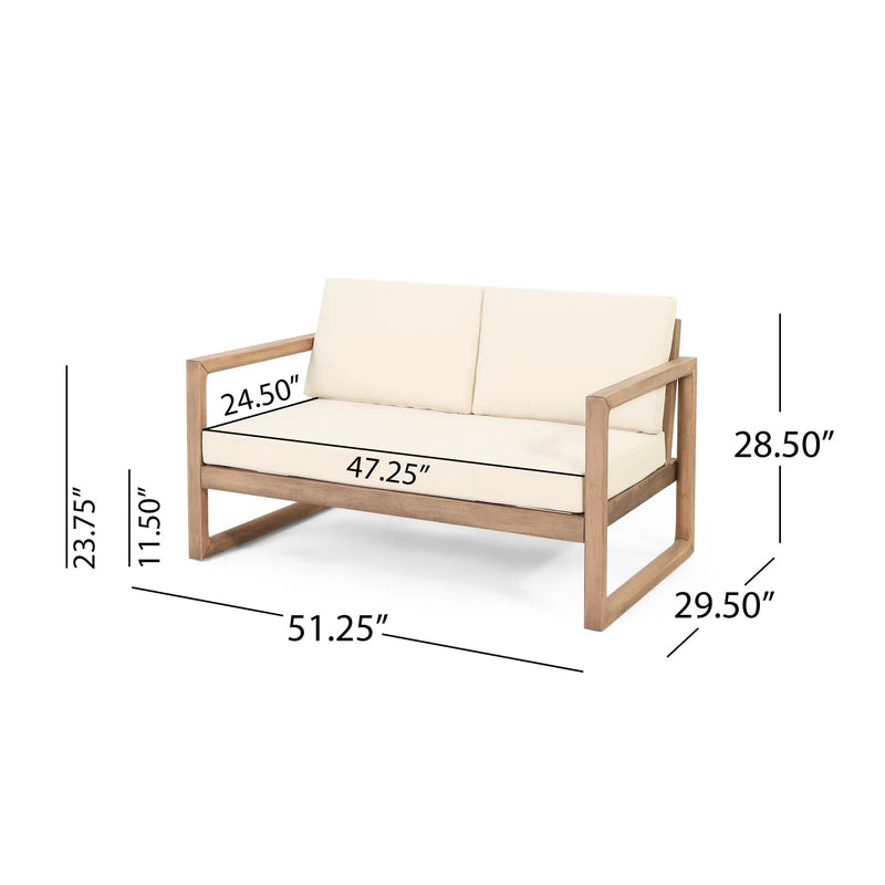 Outdoor Acacia Wood Loveseat and Coffee Table Set with Cushions by HouseOfZazla