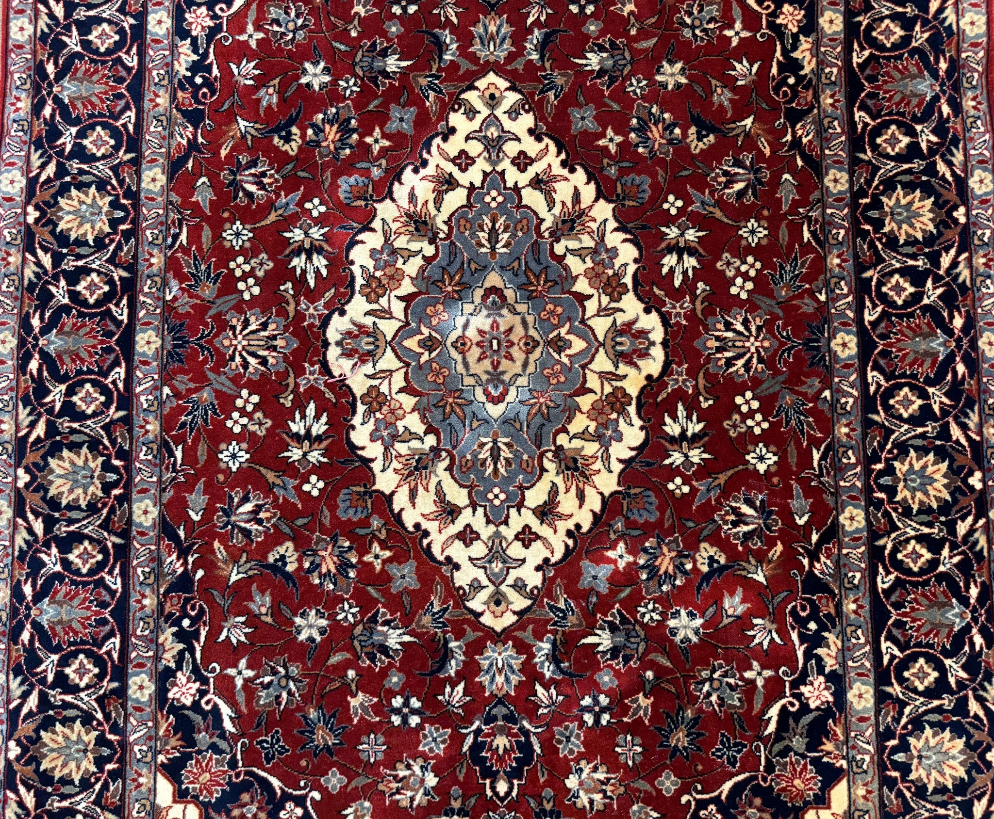 Sino Persian Rug 4x6, Traditional Wool Hand Knotted Carpet, Red Navy Blue, 225 KPSI by Jewel Rugs