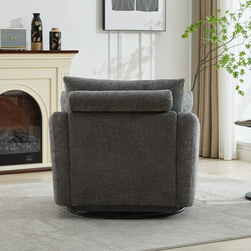 40.55"W Swivel Accent Chair With 2 Throw Pillows by HouseOfZazla