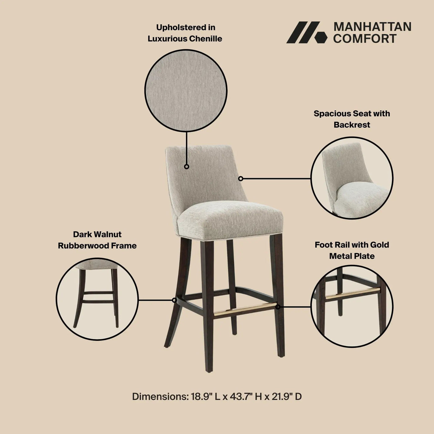 Beever - Barstool With Backrest by HouseOfZazla