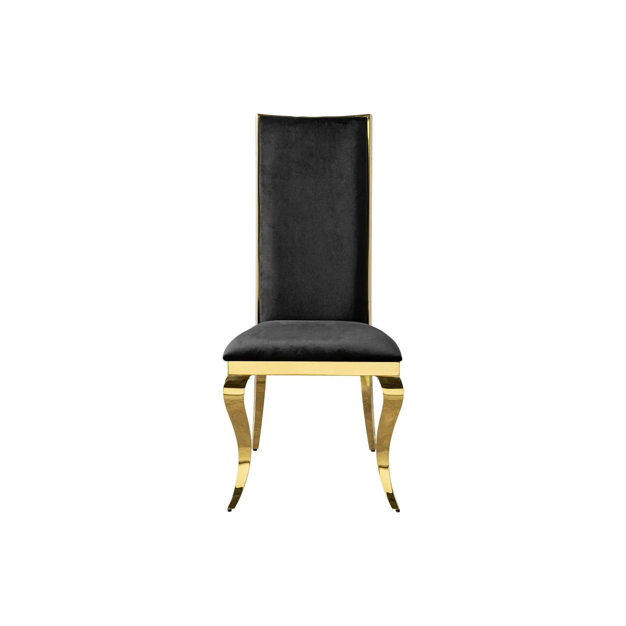 Dining Chair (Set of 2) With Unique Backrest Stainless Steel Legs - Gold by Unique Piece Furniture