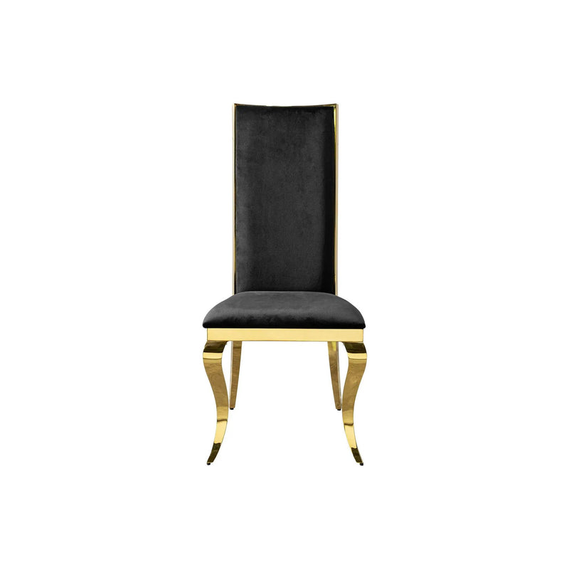 Dining Chair (Set of 2) With Unique Backrest Stainless Steel Legs - Gold by Unique Piece Furniture