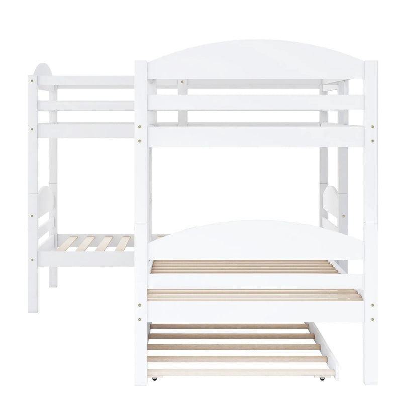 Twin L-Shaped Bunk Bed With Trundle - White by Unique Piece Furniture