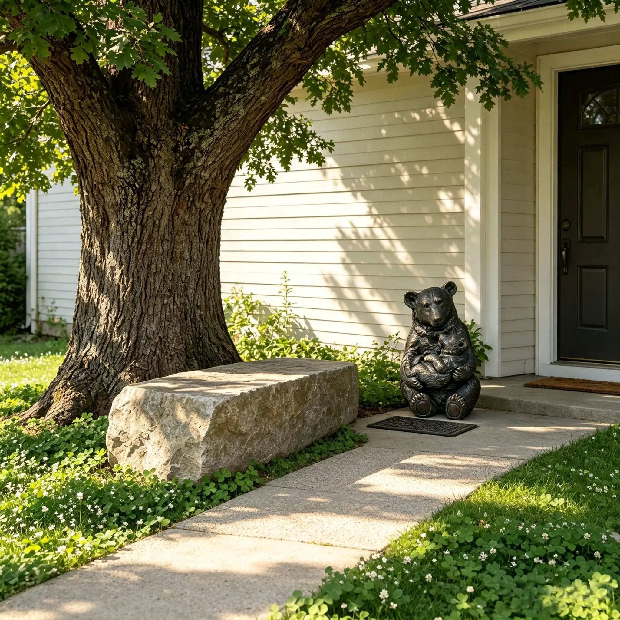 12'' Antique Bronze Mother And Cub Bear Statue by HouseOfZazla