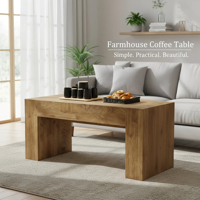 48" Farmhouse Coffee Table with Hidden Storage Drawer by HouseOfZazla