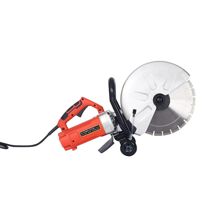 Electric 14" Cut Off Saw Wet / Dry Concrete Saw Cutter With Guide Roller And Water Line Attachment, 3000W - Black / Silver by HouseOfZazla
