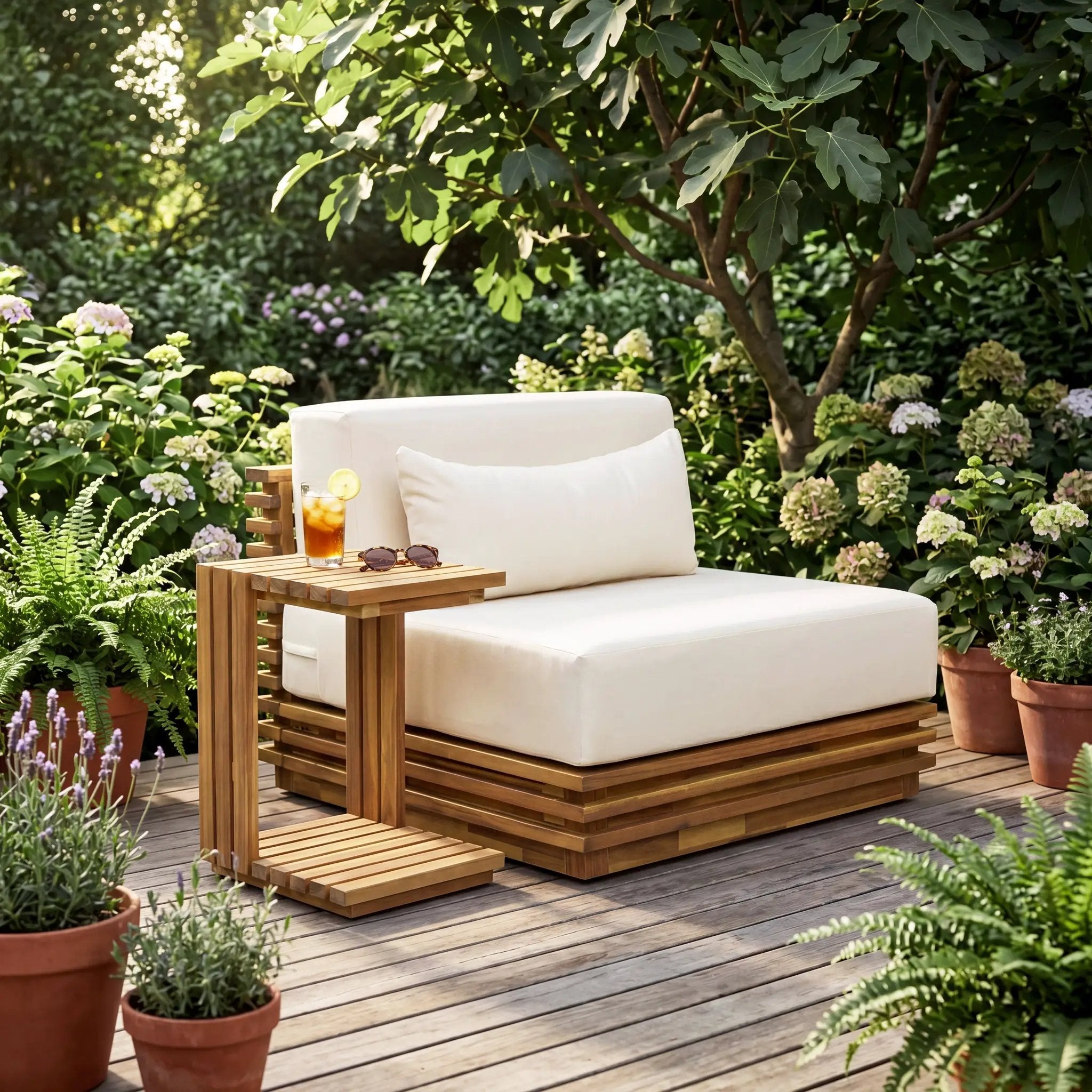 Oversized Outdoor 2-Piece Chat Set with Club Chair and Side Table by HouseOfZazla