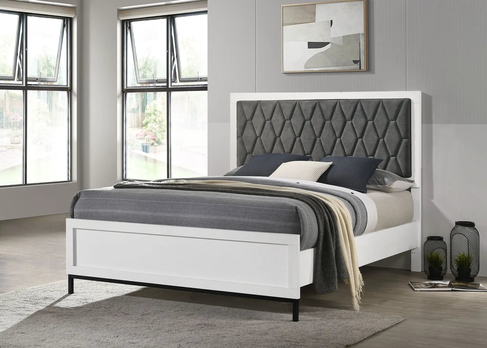 Sonora Queen Upholstered Panel Bed White by Unique Piece Furniture