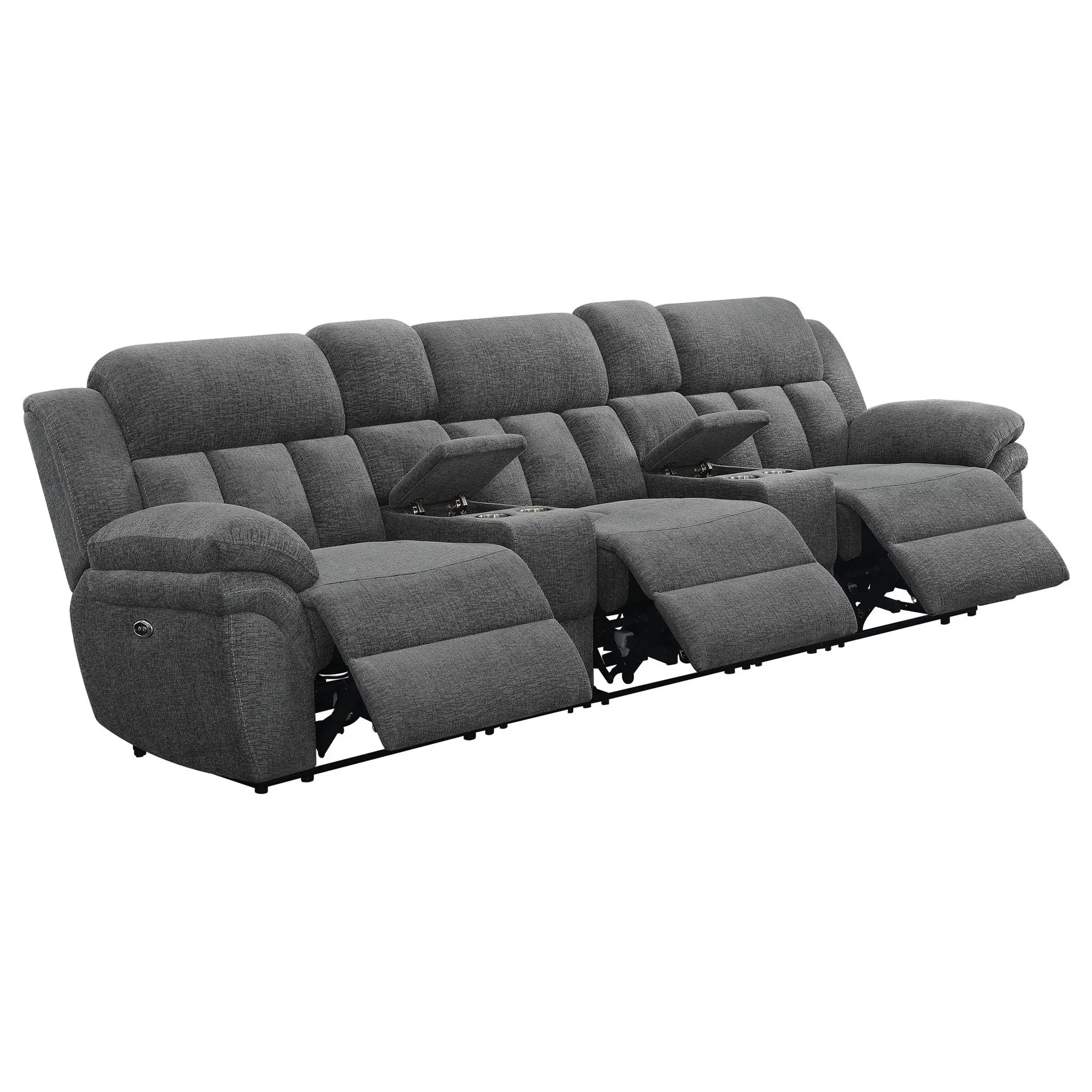 Bahrain 5-piece Power Home Theater Seating Charcoal by Unique Piece Furniture
