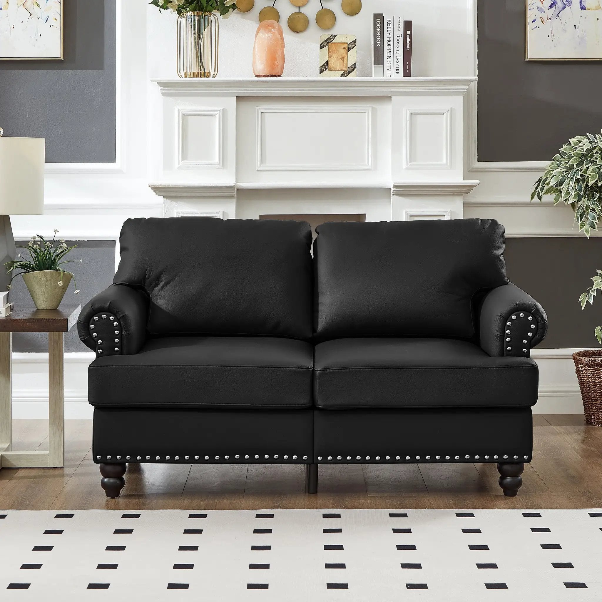 59.5" Modern Classic Design Loveseat Leather Couch by HouseOfZazla