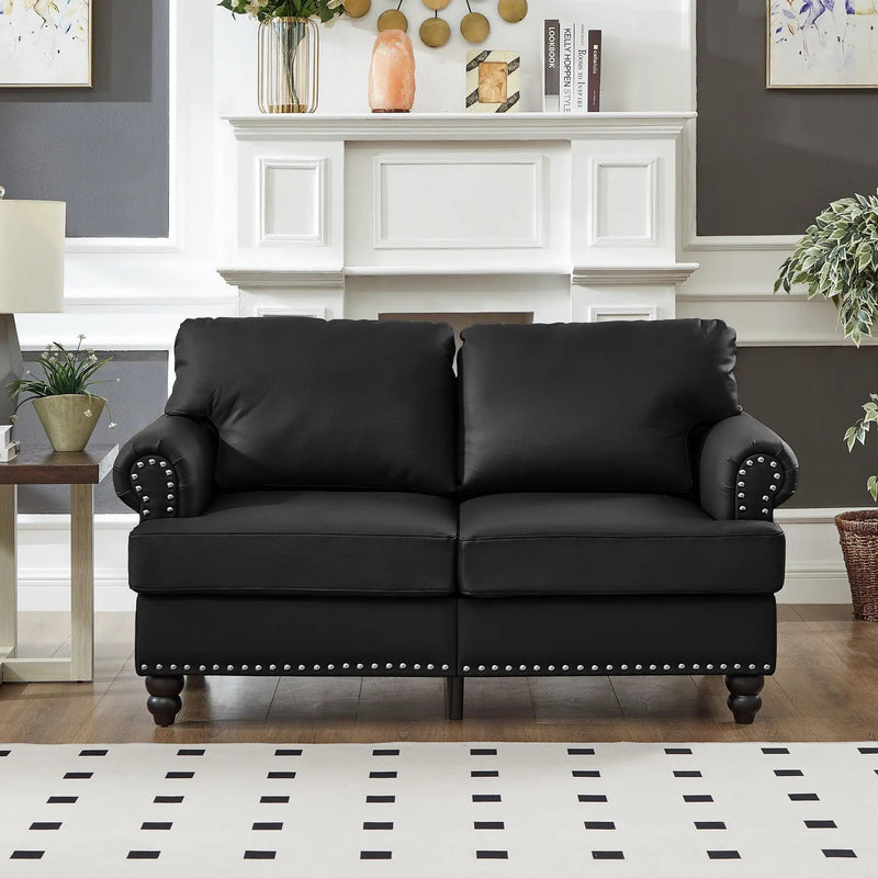 59.5" Modern Classic Design Loveseat Leather Couch by HouseOfZazla