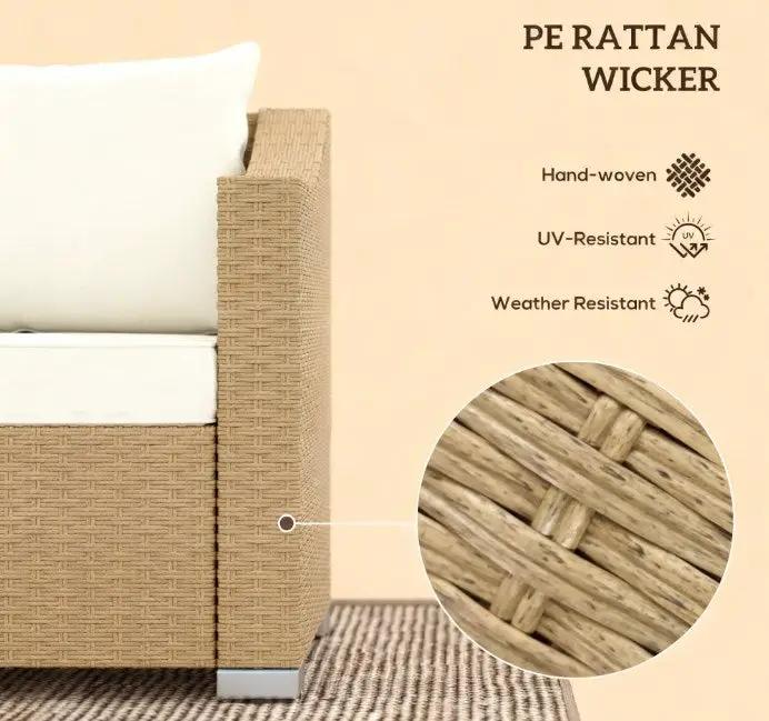 Outdoor Furniture Rattan Sofa with Cushions and Throw Pillows by HouseOfZazla