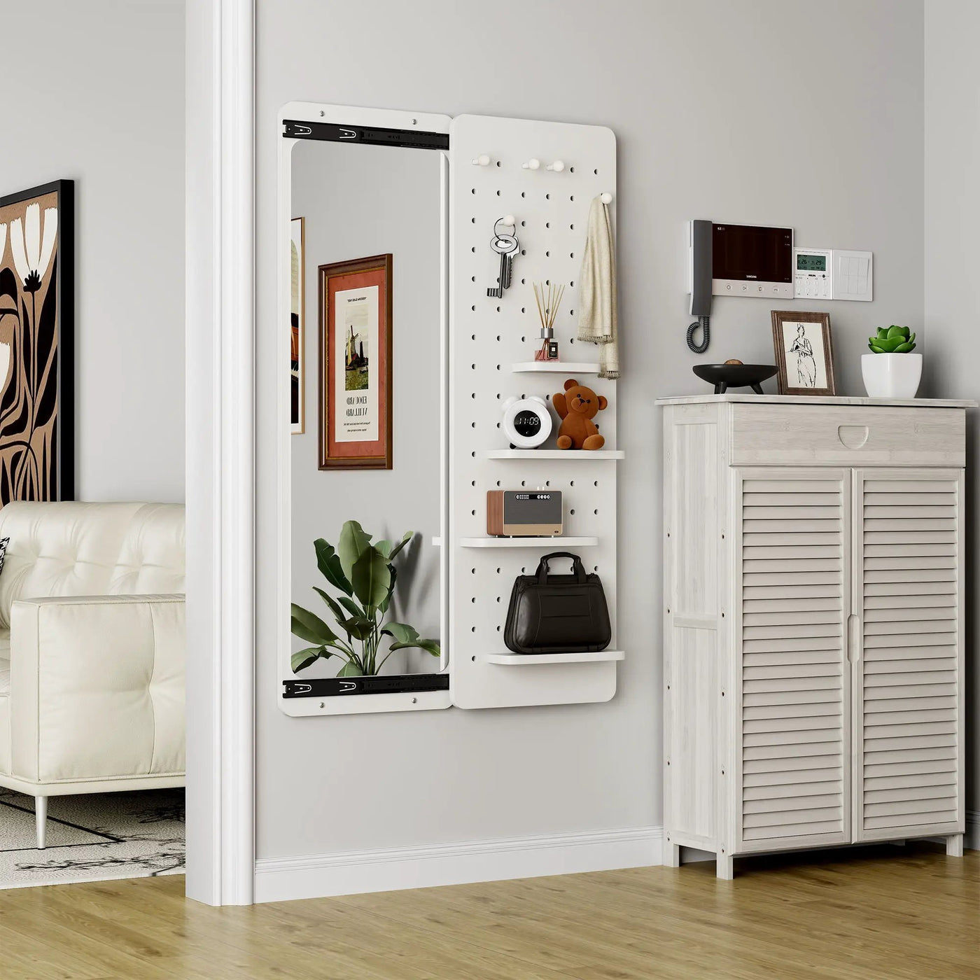 Wall Mounted Full Length Mirror With Shelf And Hook by HouseOfZazla
