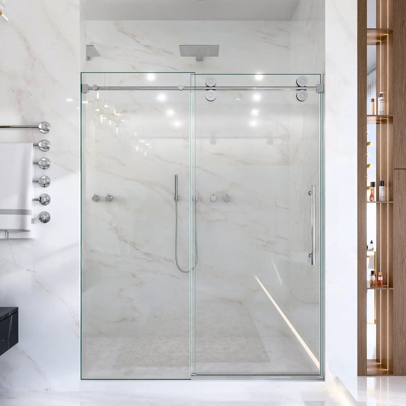56-60"W x 72"H Frameless Single Sliding Shower Door by HouseOfZazla