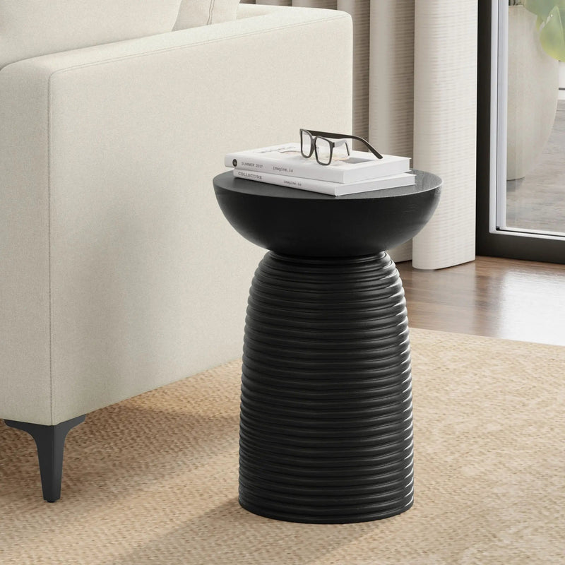 Boyd - Ribbed Accent Table - Black by HouseOfZazla