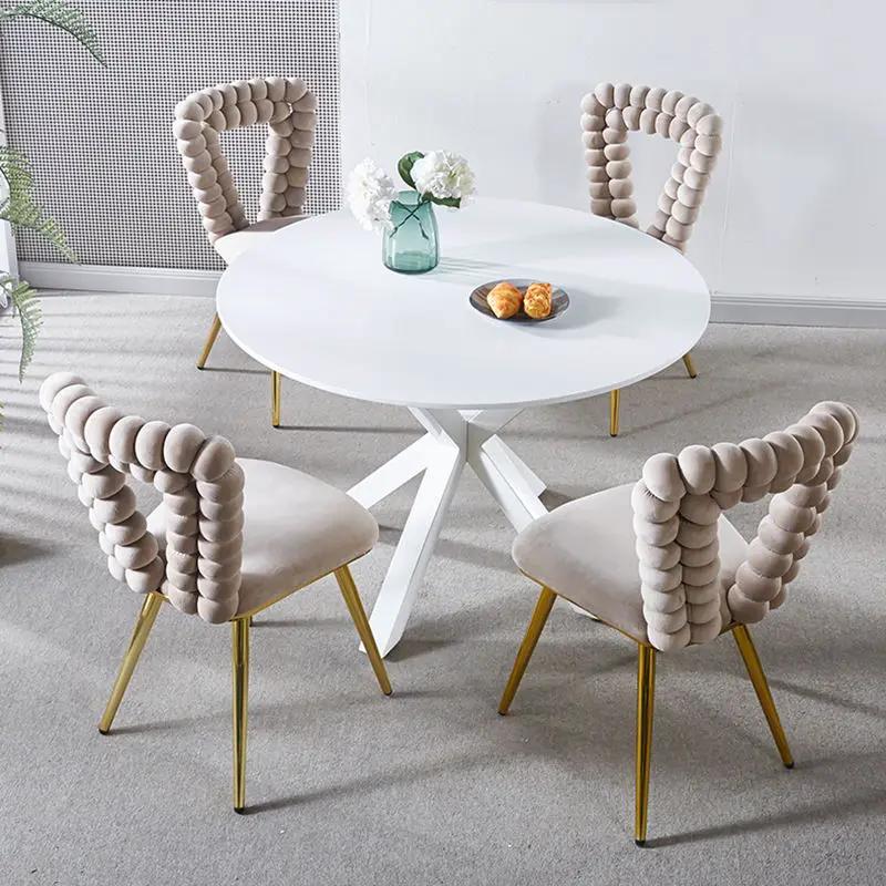 Modern Chair With Iron Tube Legs, Soft Cushions And Comfortable Backrest, Suitable For Dining Room, Living Room, Cafe, Hairball Back by Unique Piece Furniture