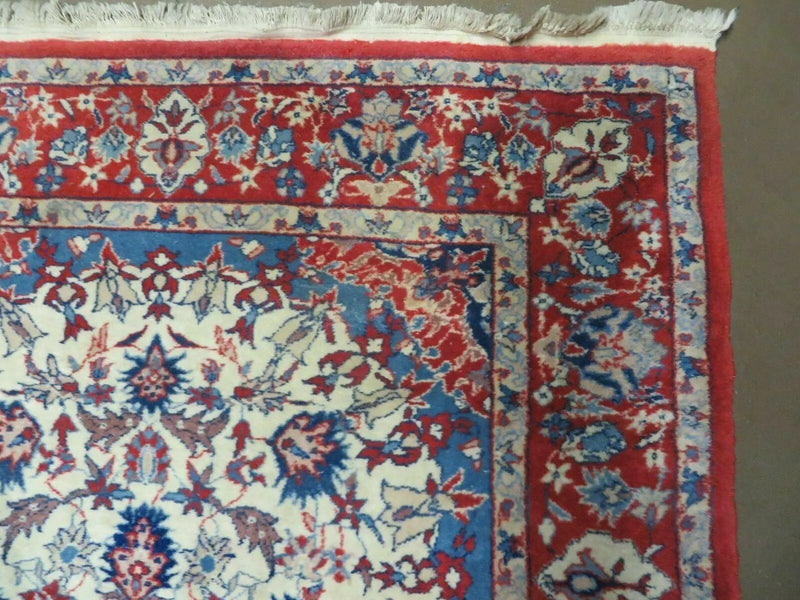 3' X 5' Vintage Handmade Authentic Oriental Floral Medallion Fine Wool Rug Beige Red and Blue Top Quality Veg Dyes by Jewel Rugs