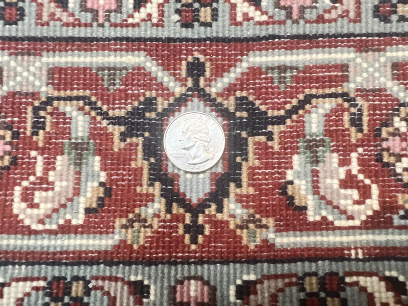 Indo Persian Rug 3x4, Herati Allover Pattern, Midnight Blue and Red, Small Vintage Handmade Wool Rug by Jewel Rugs