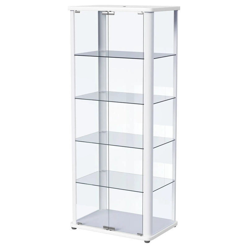 Aero 5-shelf Display Curio Cabinet with LED Lighting White by Unique Piece Furniture