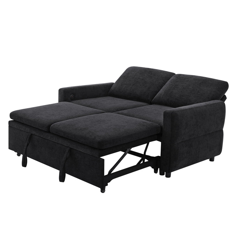Convertible Sofa Bed Loveseat With Adjustable Backrest And USB Ports by HouseOfZazla