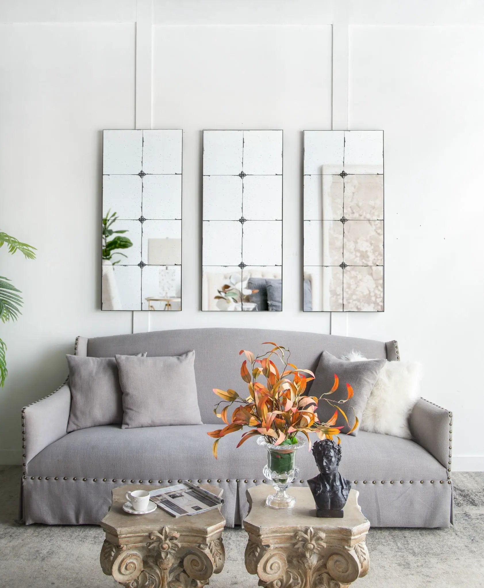Traditional Decor Style Antique Glass Panel Mirror, Wall Mirror For Bathroom Entryway Console Lean Against Wall by Unique Piece Furniture