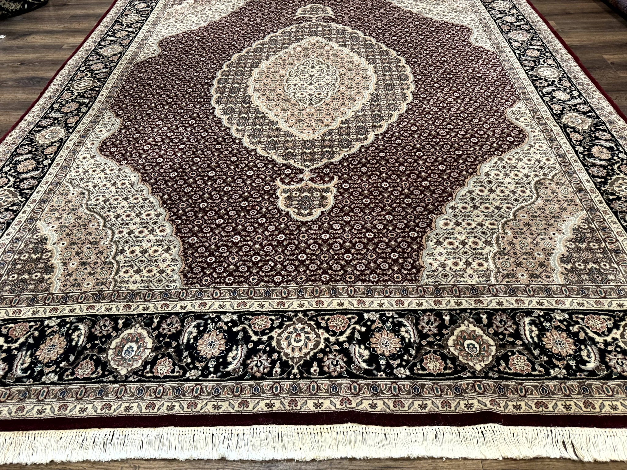Sino Persian Rug 8x10, Herati, Elegant Oriental Carpet, Dark Maroon by Jewel Rugs