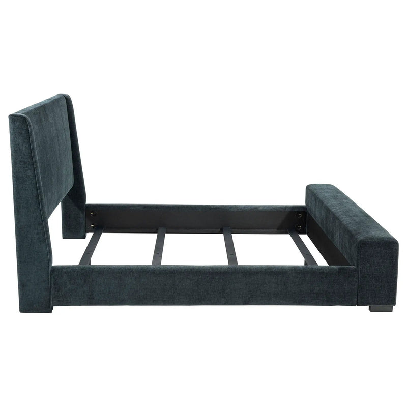 Preston Upholstered California King Audio Flame Visualizer Bed Dark Blue by Unique Piece Furniture