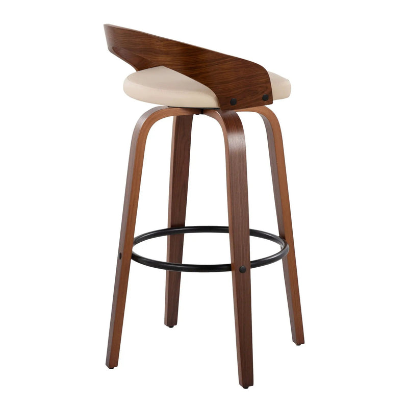 Grotto - Mid Century Modern Fixed Height Barstool & Swivel With Round Footrest (Set of 2) by Unique Piece Furniture