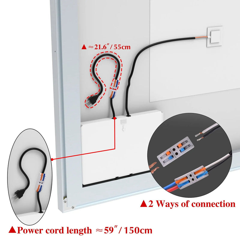 LED Bathroom Vanity Mirror Wall Mounted Adjustable / Warm / Natural Lights Anti-Fog Touch Switch With Memory Modern Smart Large Bathroom Mirrors by HouseOfZazla