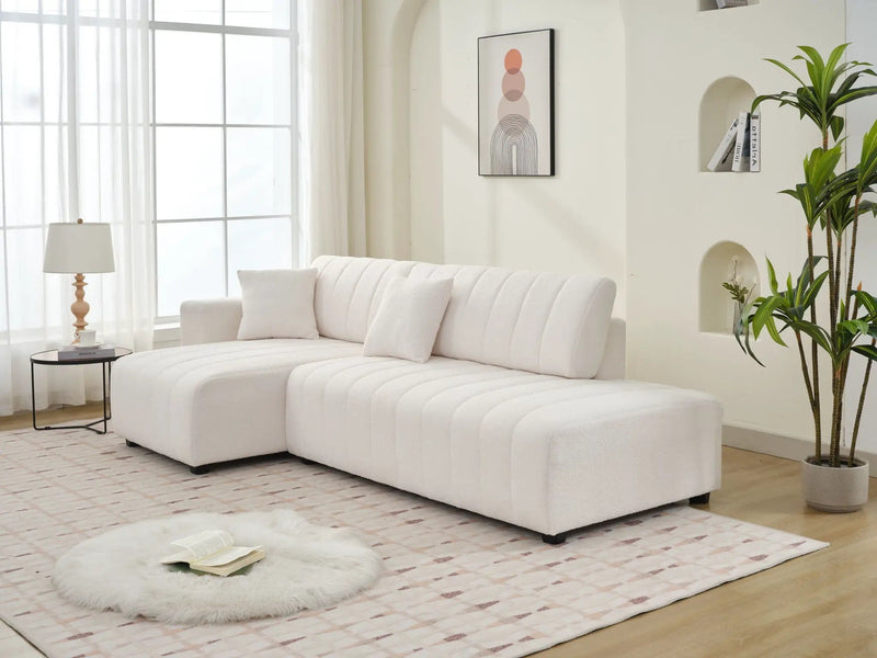 Jessica - Lamb Wool Sectional Sofa With Chaise, Versatile Configuration by HouseOfZazla