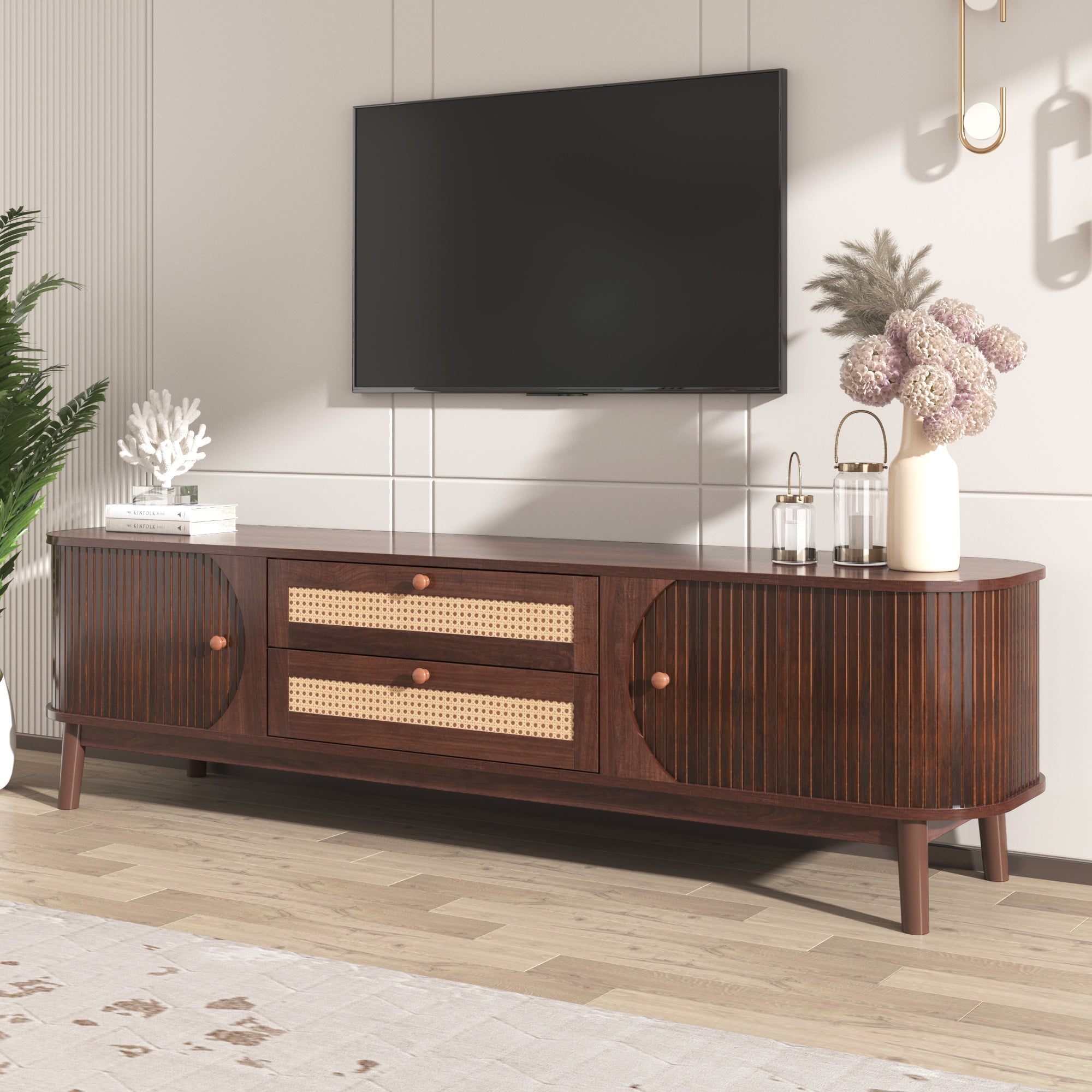 Modern Farmhouse Rattan TV Stand by BLAKHOM