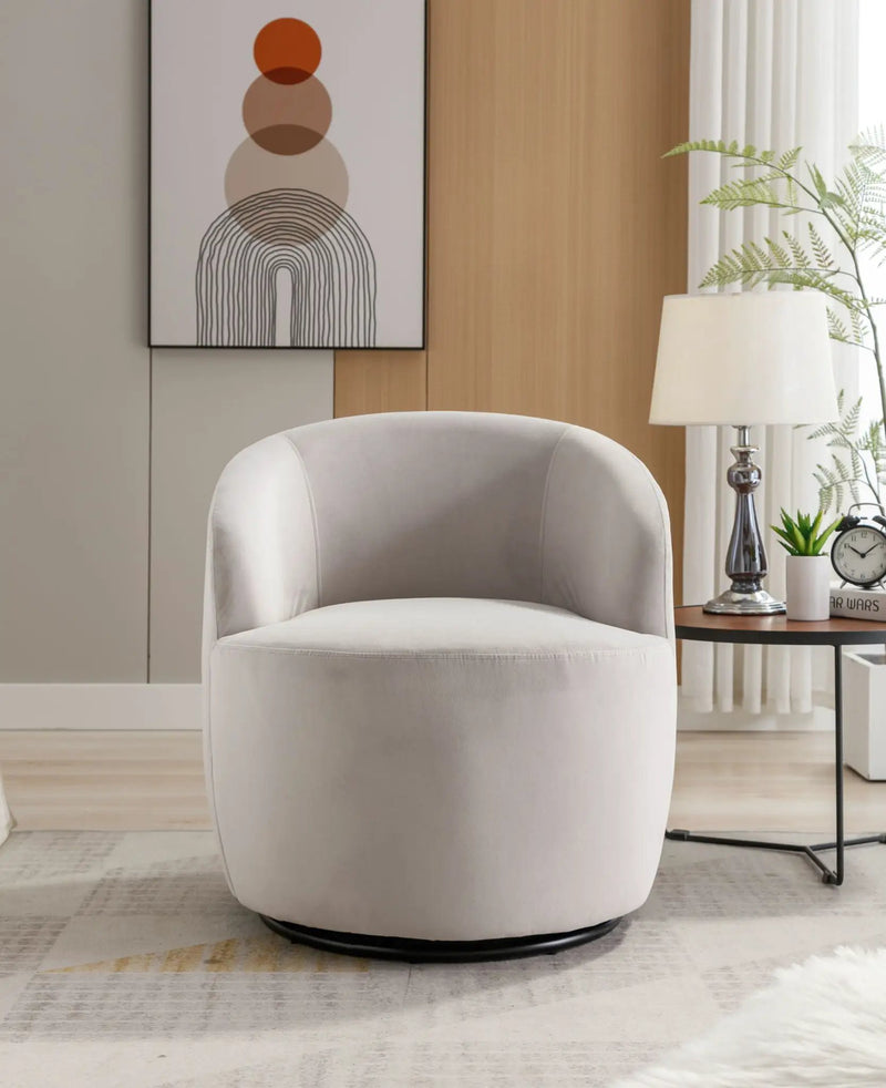 Swivel Accent Armchair Barrel Chair With Powder Coating Metal Ring by HouseOfZazla
