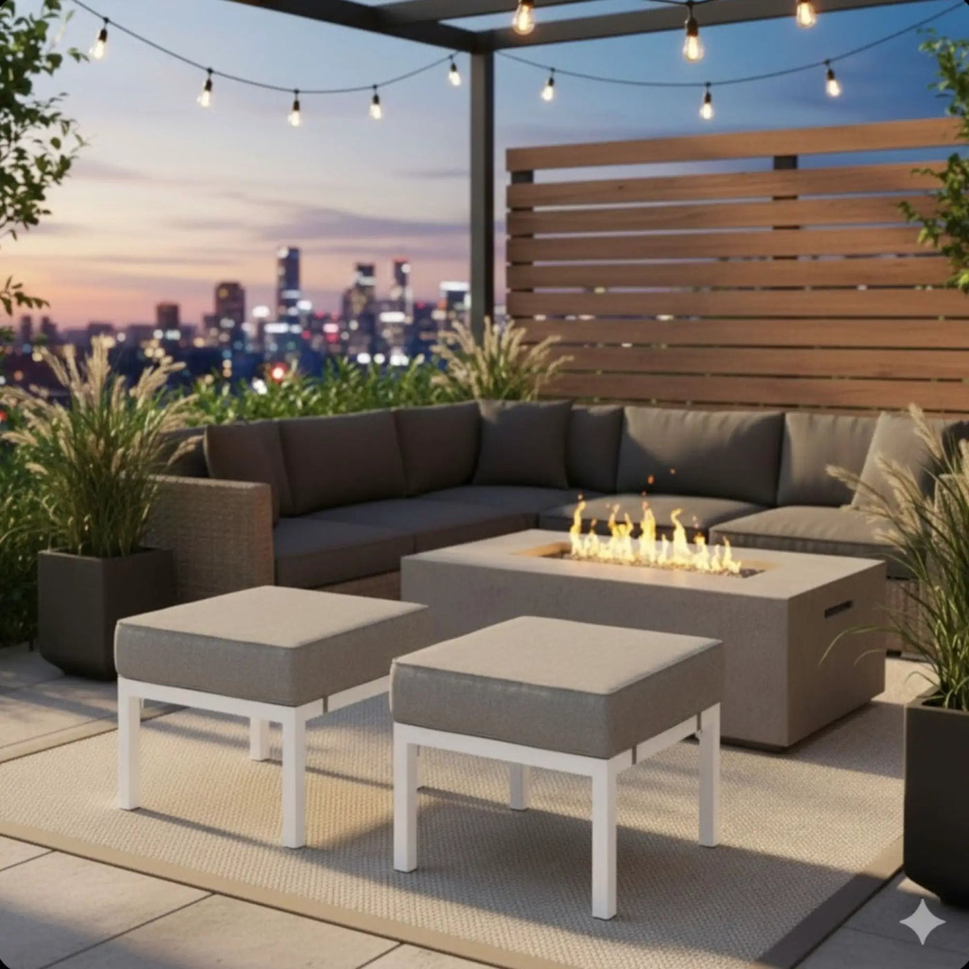 Patio Ottomans With Cushions, All-Weather Footrests (Set of 2) by HouseOfZazla