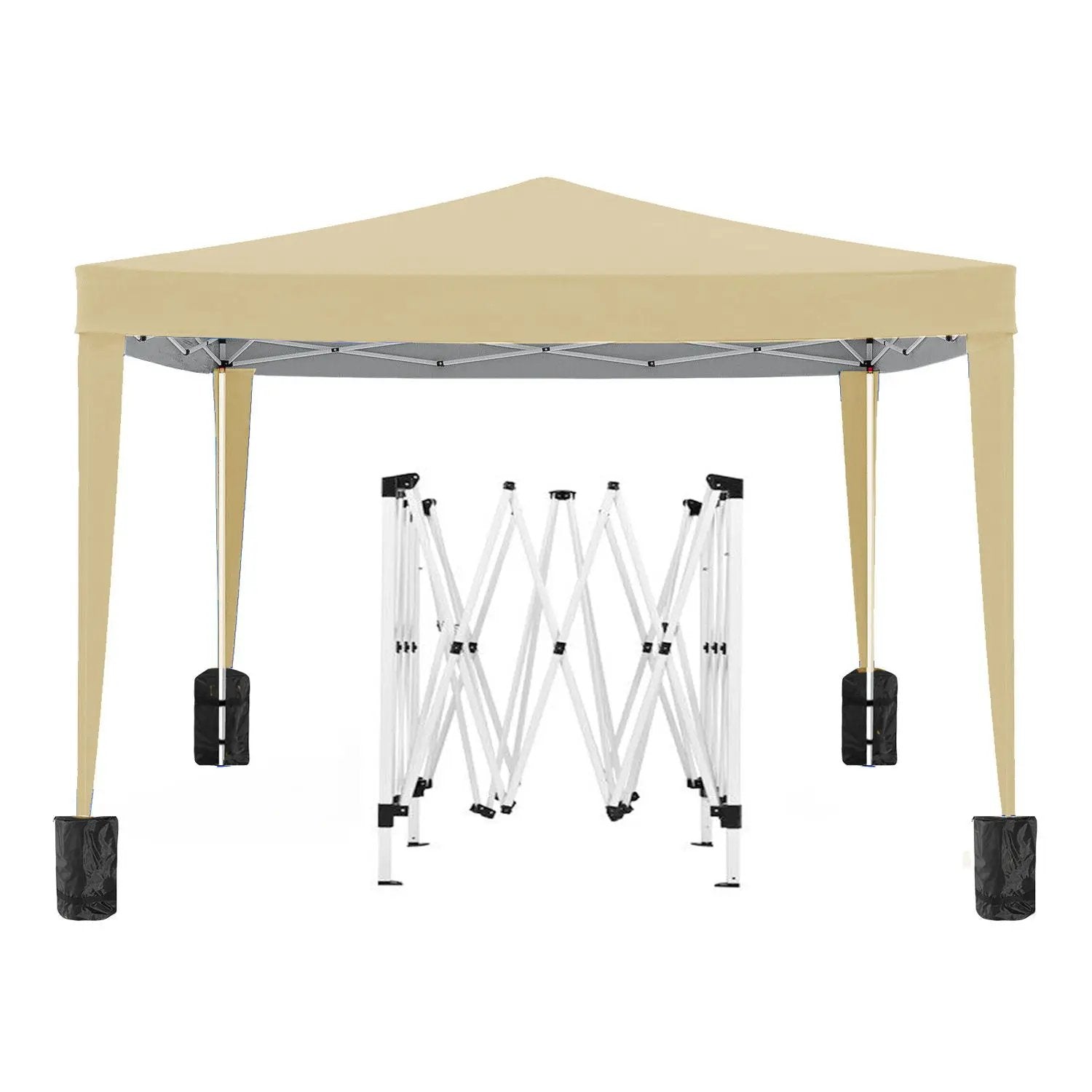 10'X10' Folding Canopy With 4 Removable Sidewalls Outdoor Event Shelter UPF 50+ Gazebo Portable Tents For Parties Beach Camping Wedding Ez Pop Up Canopy 4 Pieces Weight Bag + Carry Bag by Unique Piece Furniture