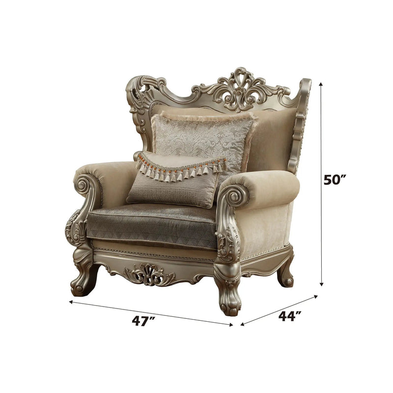 Ranita - Chair With 2 Pillows - Fabric & Champagne by Unique Piece Furniture