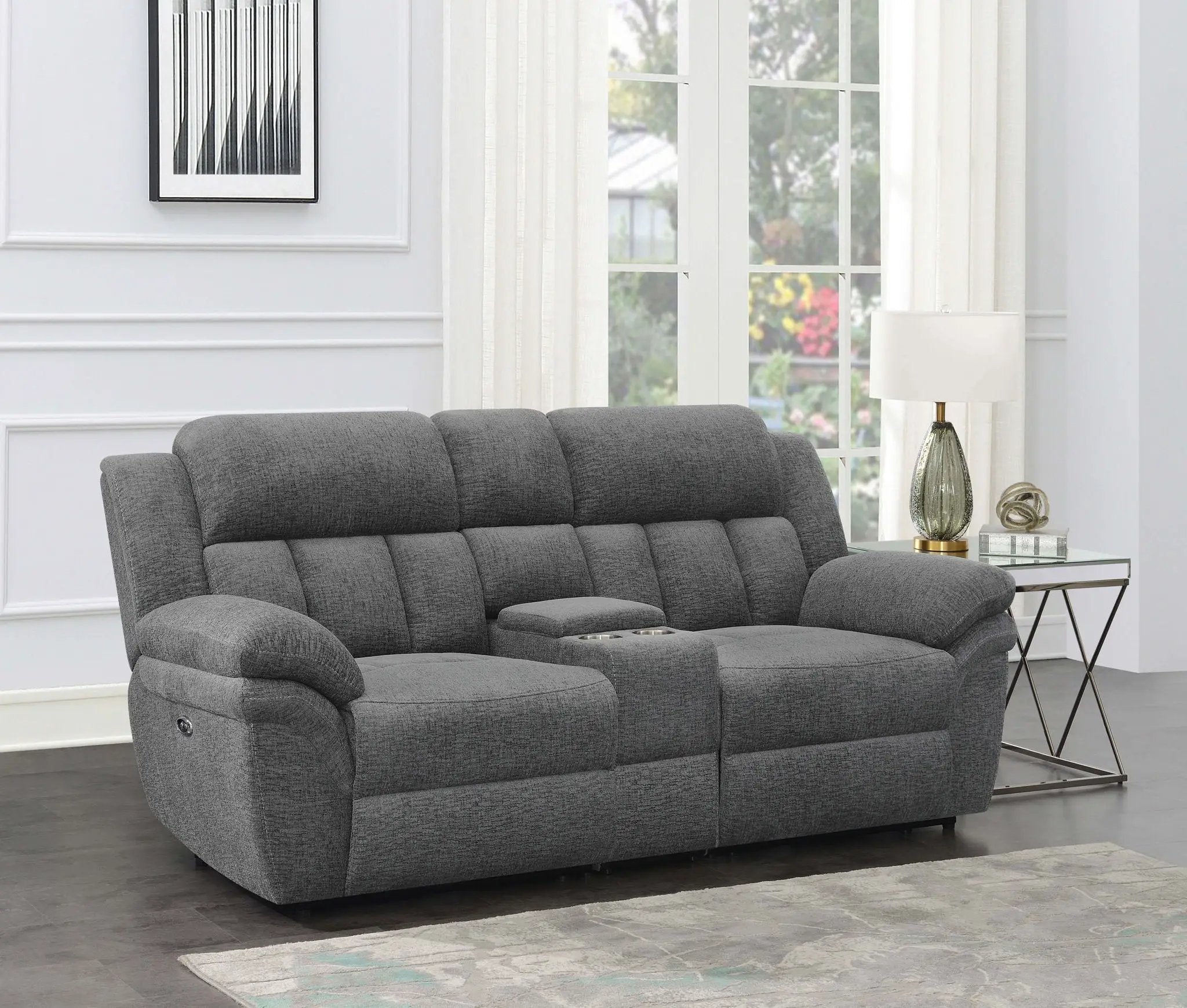 Bahrain Upholstered Power Loveseat Charcoal by Unique Piece Furniture