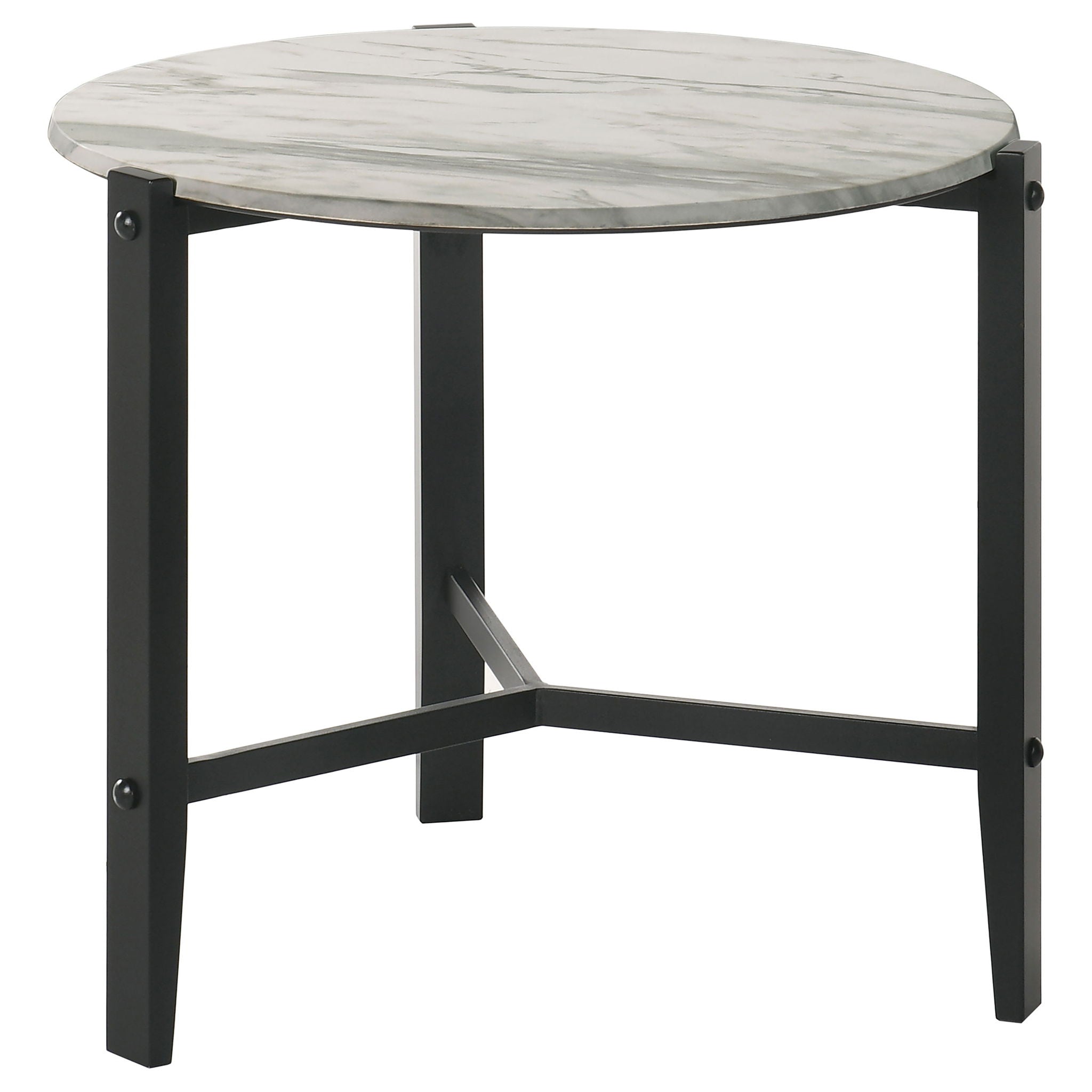 Myranda - Round Side Table - White / Black by HouseOfZazla