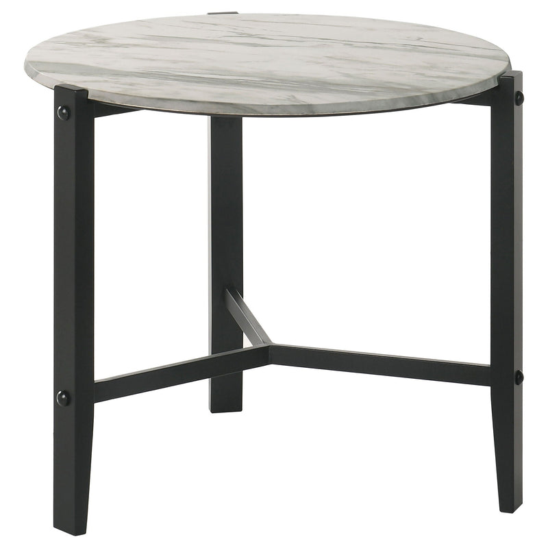 Myranda - Round Side Table - White / Black by HouseOfZazla