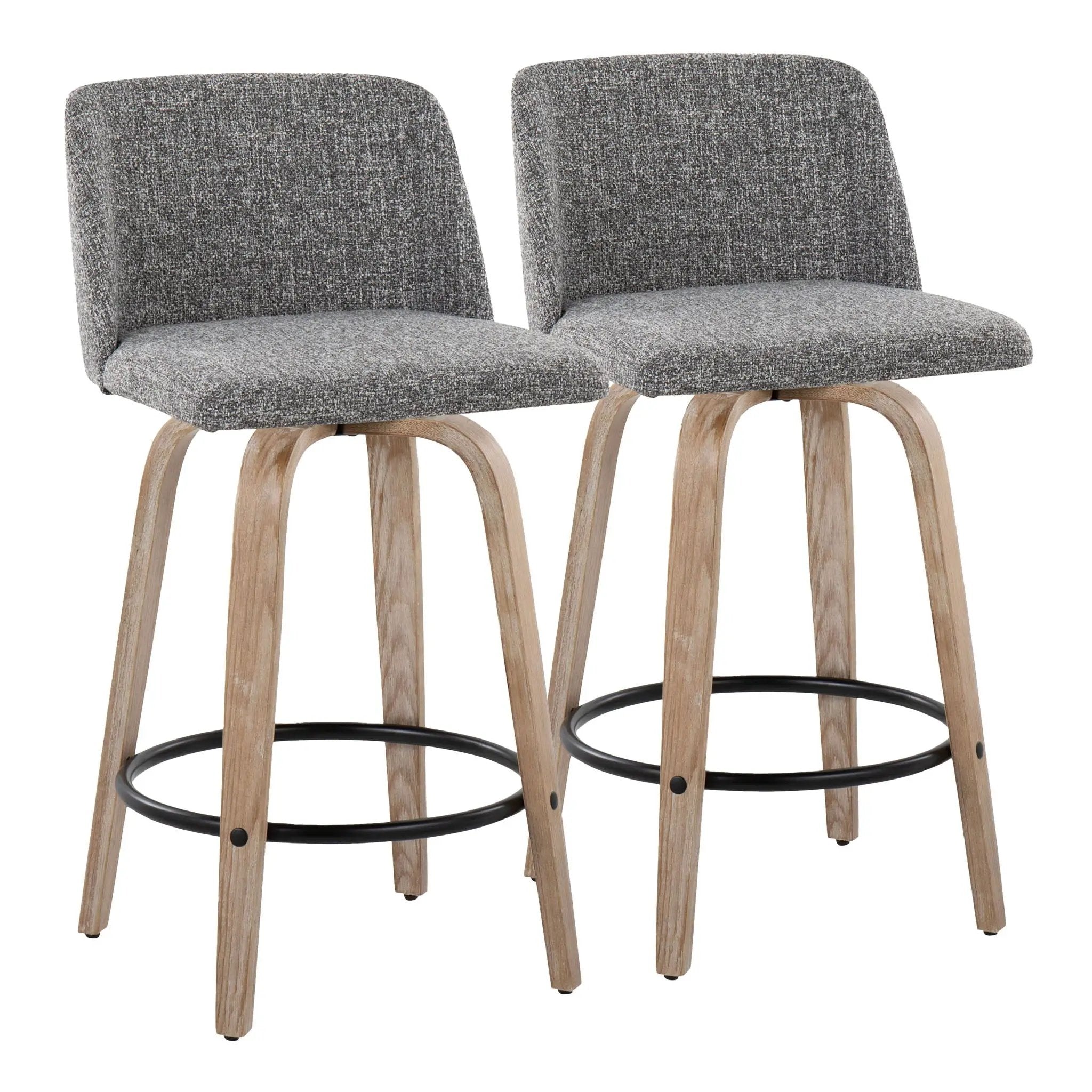 Toriano - Contemporary Fixed-Height Counter Stool & Swivel With Round Footrest (Set of 2) by Unique Piece Furniture