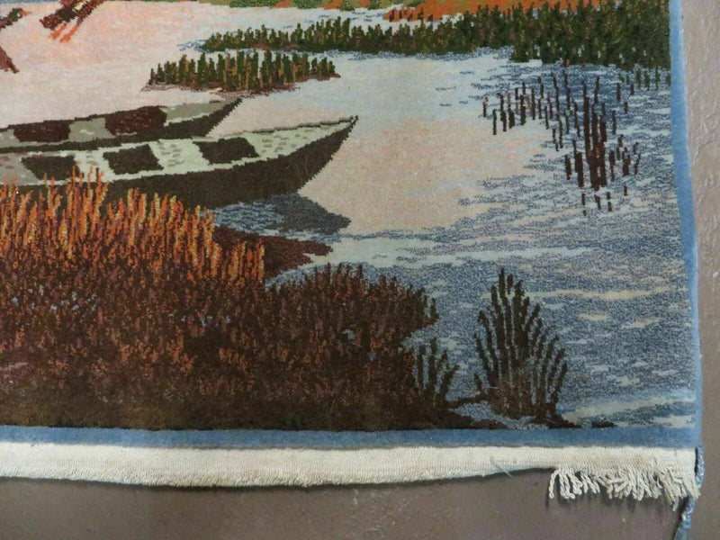 2' X 3' Vintage Handmade Pakistan Pictorial Rug Carpet Scenery Bird Tree Wow by Jewel Rugs