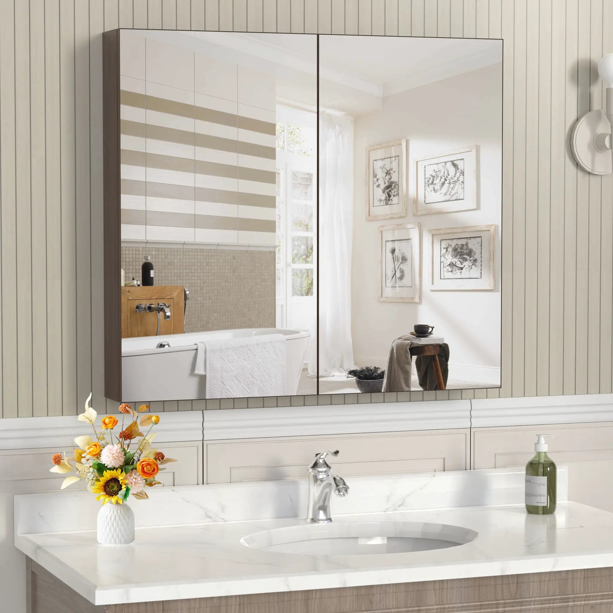Medicine Cabinet, Wall Mounted Bathroom Mirror With Storage by Unique Piece Furniture