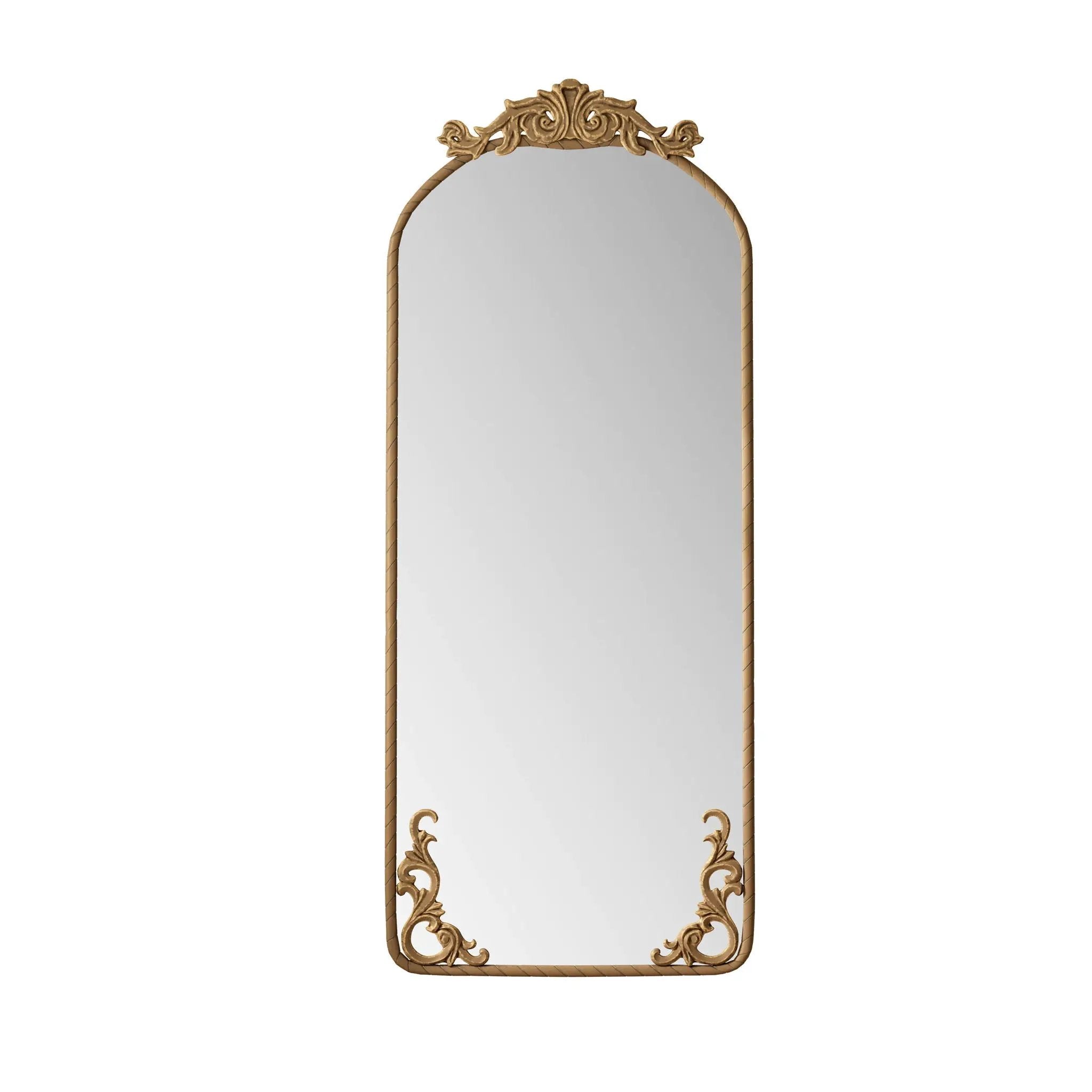 Full Body Arched Mirror With Vintage Carved Applique by Unique Piece Furniture