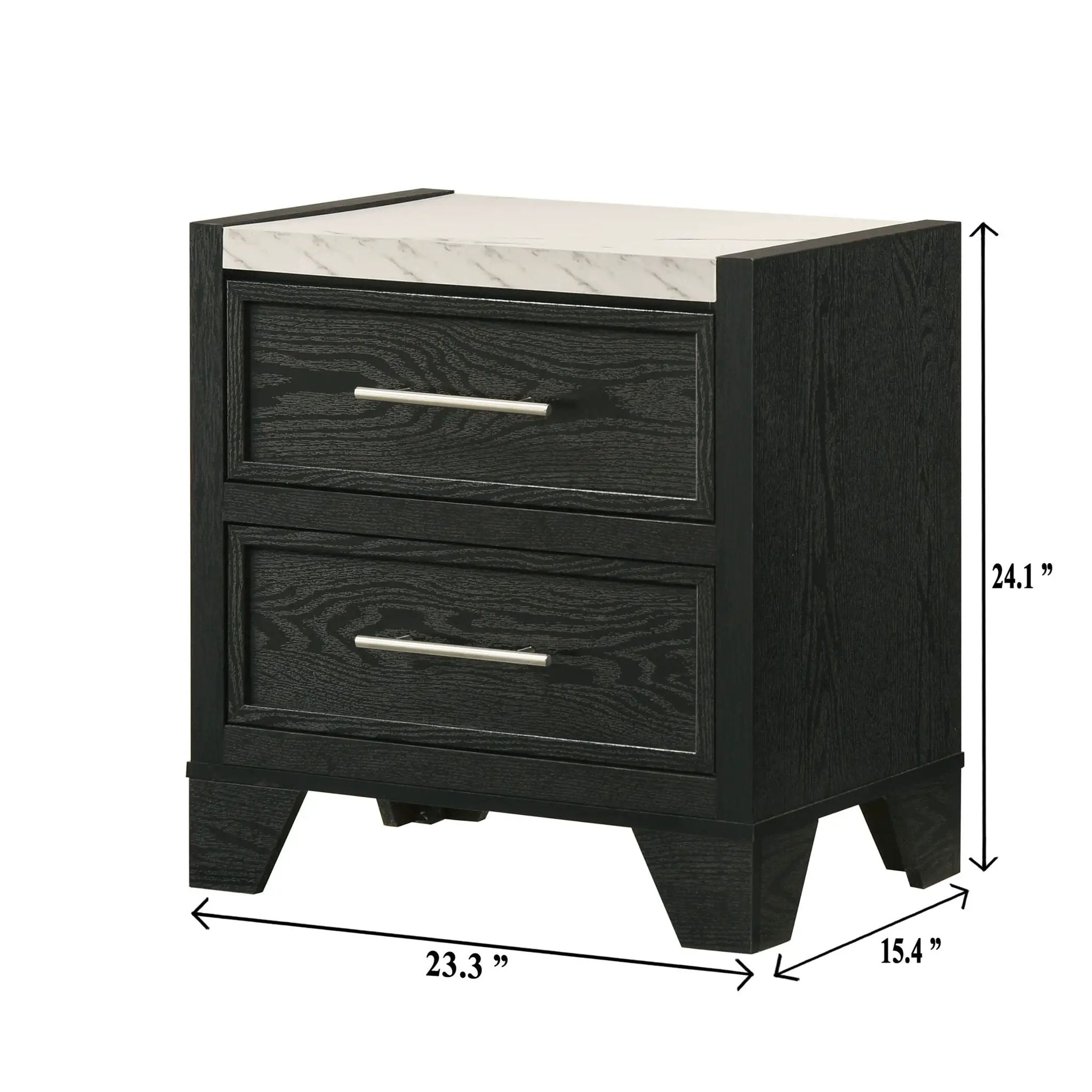 2 Drawers Nightstand - Black / White by Unique Piece Furniture
