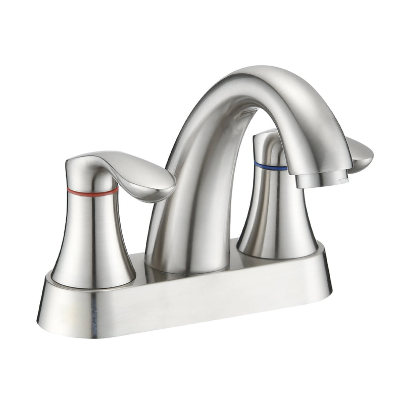 Two Handle 4 Inch Centerset Bathroom Sink Faucet with Pop-Up Drain, Brushed Nickel by HouseOfZazla