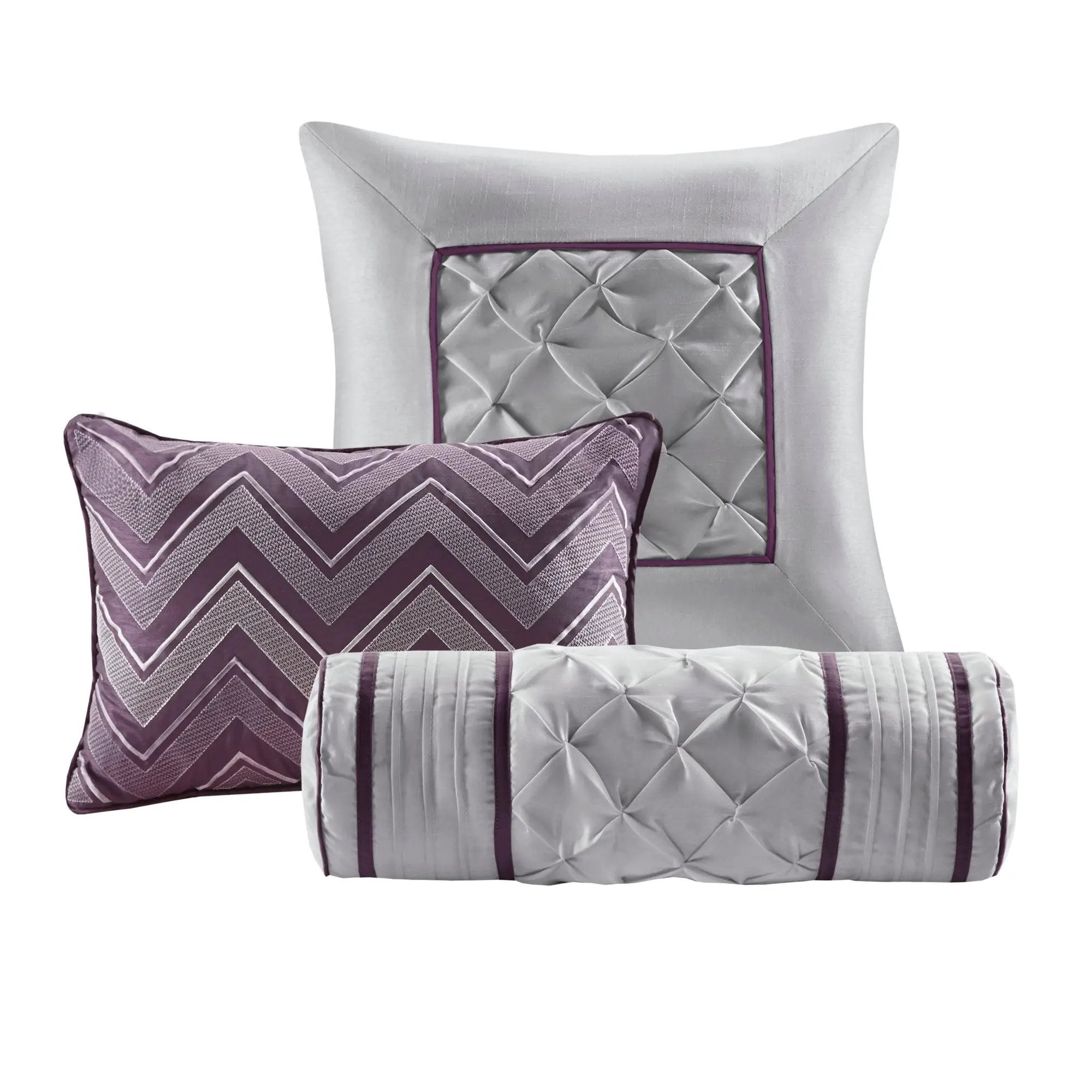 7-Piece Queen 100% Polyester Pieced Pleated Tufted Comforter Set by HouseOfZazla