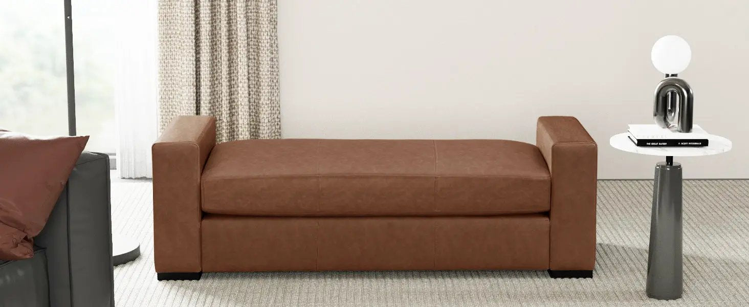 Stylish and Durable Brown Faux Leather Bench by HouseOfZazla