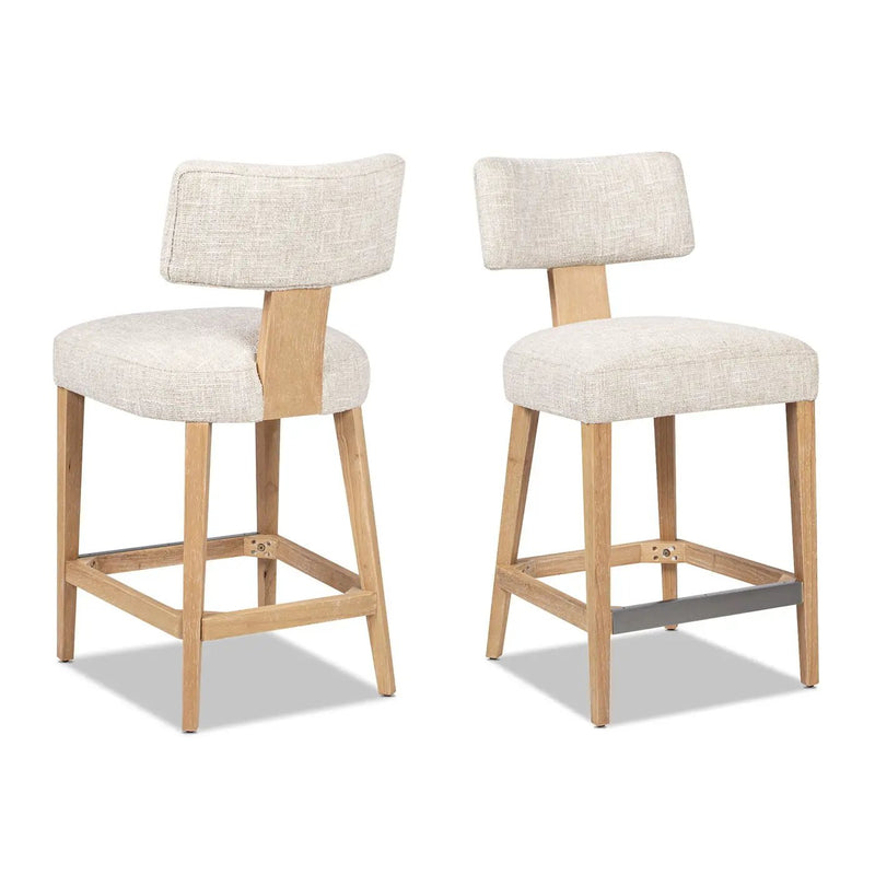 Penny - Round Arched Upholstered Counter Stool (Set of 2) - Travertine Beige by Unique Piece Furniture