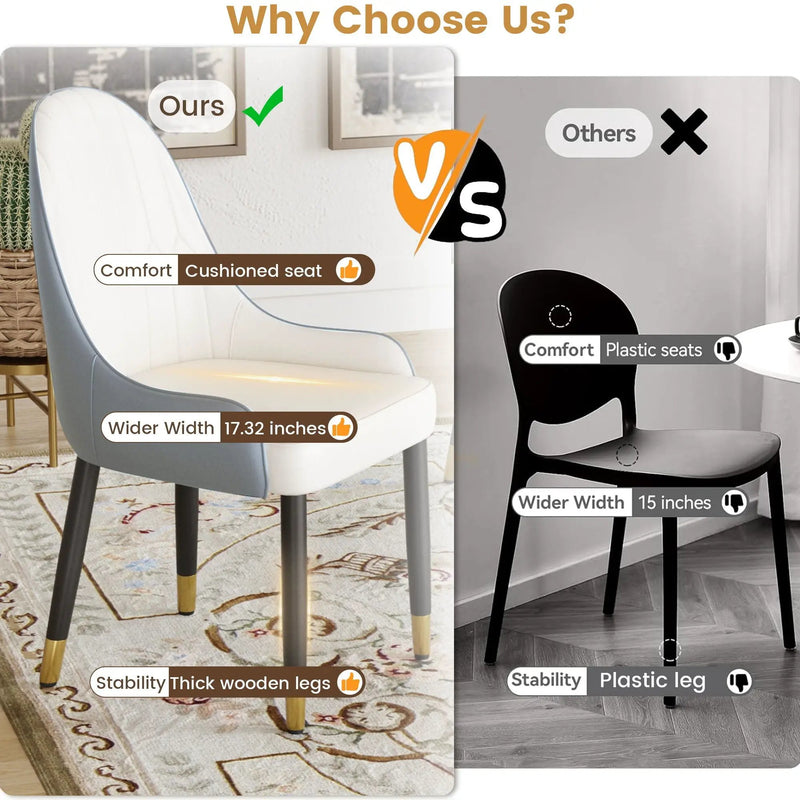 Modern Sponge-Filled Dining Chair, Solid Wood Metal Legs, Suitable For Restaurants, Living Rooms And Rooms (Set of 2) by HouseOfZazla