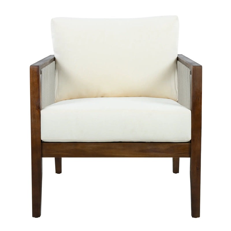 Outdoor Club Chair, Acacia Wood Frame with Rope Back, Water-Repellent by HouseOfZazla